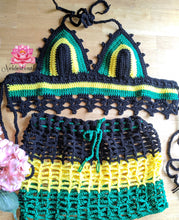 Jamaican outfit Crochet festival outfit, beach cover, bikini top