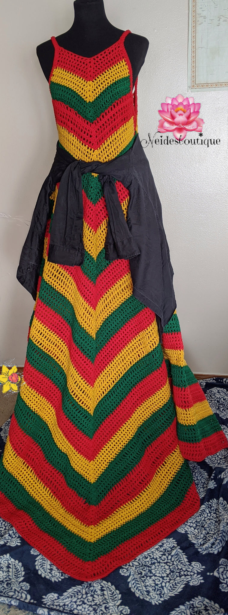 Rasta dress, Rasta Crochet dress, Badu dress Rasta dress, Rasta Crochet dress, Badu dress