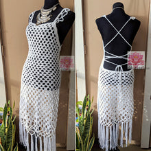 White beach dress, white Bohemian crochet dress,White festival dress