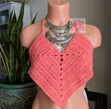 Chloe crop top Pattern, Crochet festival bralette in coral Pattern