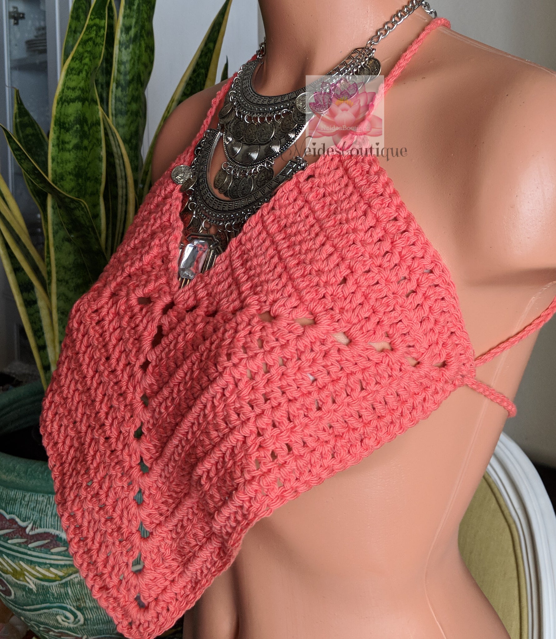 Chloe crop top Pattern, Crochet festival bralette in coral Pattern –  Neides-Boutique