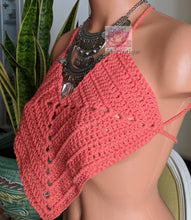 Chloe crop top Pattern, Crochet festival bralette in coral Pattern
