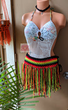 Rasta skirt, Jamaican color skirt, fringe skirt, beach bikini cover