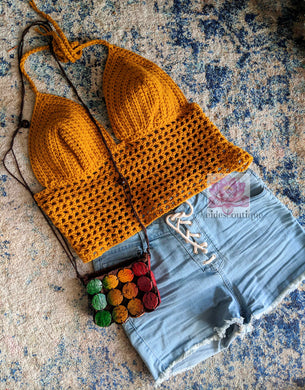 Golden yellow crochet bralette Pattern, crochet top Pattern, Fringe crochet Bralette, best friend gift crop top Crochet bralette Haltertop, sexy top boho,crochet crochet dress bohemian clothing