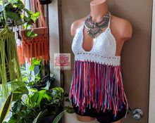 4th of July croptop, fringe top,