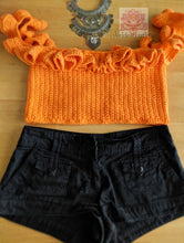 La cubanita top in orange, Crochet bralette, bohemian style
