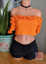 La cubanita top in orange, Crochet bralette, bohemian style