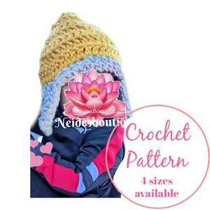Crochet Baby Hat Pattern, Crochet Ear Flap Hat Pattern,  boho Crochet top pattern, PDF file, how to pattern, fun project