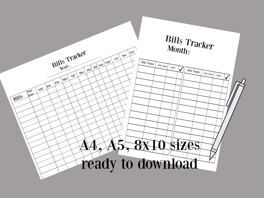 Bills Tracker pdf, Budget pdf, Printable, Notes PDF, Minimalist printable, Budget printable, Plan your year, Task tracker, expense tracker