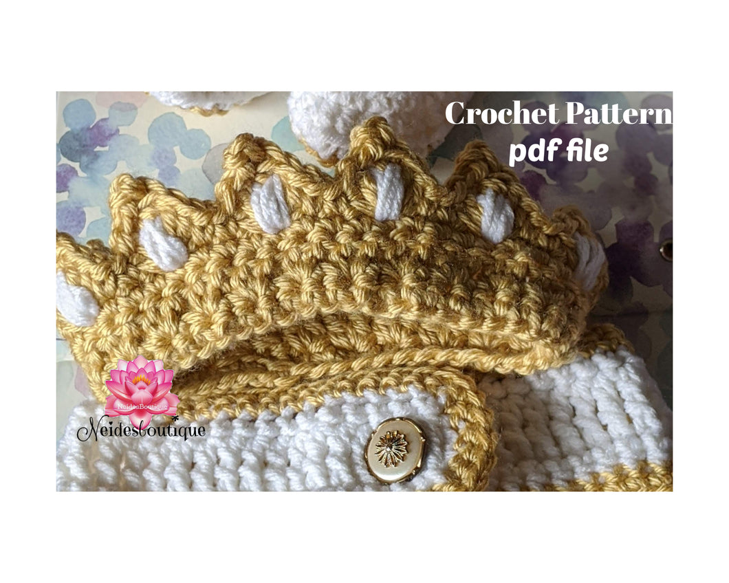 Crochet Baby Crown Pattern,  PDF file