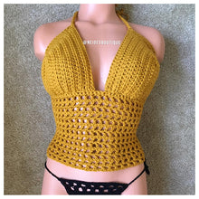 Golden yellow crop top Pattern, boho halter top pattern, crochet top pattern,