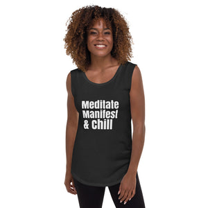Meditate, Manifest, and Chill tank top, favorite chill shirt, best friend gift, Ladies’ Cap Sleeve T-Shirt