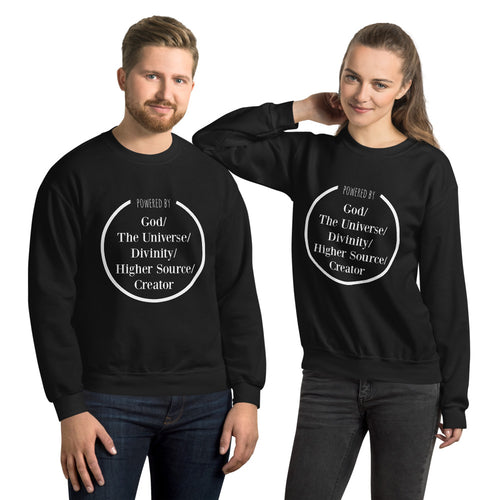 Powered by God t-shirt, The universe, Divinity, Higher source, creator, Abraham hicks inspiration shirt, LOA inspirartion,Unisex Sweatshirt