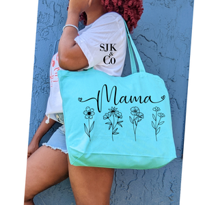 Mama heart flower bag, Travel Tote, travel tote, Beach travel bag