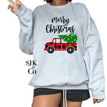 Christmas sweater, Plaid Christmas truck, holiday cheer