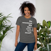 She remembered who she is and the game changed tshirt, best friend shirt, sister's gift, Short-Sleeve Unisex T-Shirt