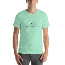 Happiness comes in waves shirt, vacation shirt, beach shirt, birds and ocean shirt,Short-Sleeve Unisex T-Shirt